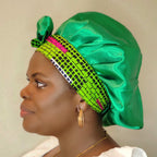 Sharifah Satin Double-layer Bonnet with African Print Tie