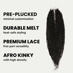 Afro Kinky 2x6 Transparent Lace Human Hair Closure