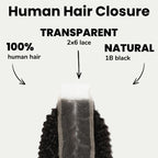 Afro Kinky 2x6 Transparent Lace Human Hair Closure
