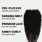 Afro Kinky Curly 4x4 Transparent Lace Human Hair Closure
