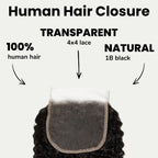 Afro Kinky Curly 4x4 Transparent Lace Human Hair Closure