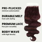 Burgundy Body Wave 5x5 HD Lace Human Hair Closure