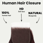 Burgundy Body Wave 5x5 HD Lace Human Hair Closure
