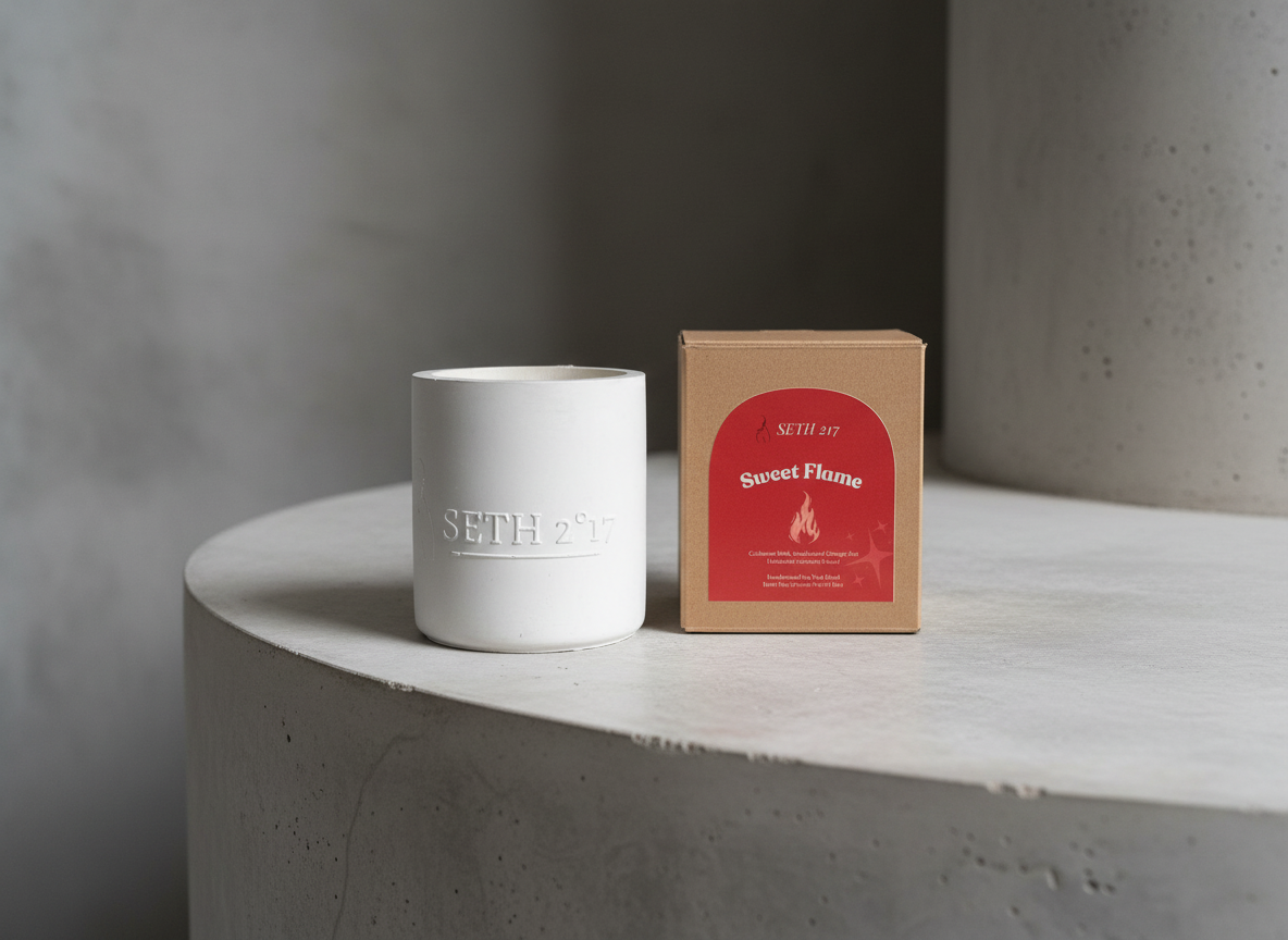 Blanc Concrete Candle – Available in Tuxedo°, Cozy°, and Sweet Flame° 60-hour burn time | Refillable forever
