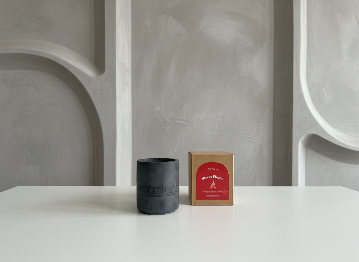 Noir Concrete Candle – Available in Tuxedo°, Cozy°, and Sweet Flame° 60-hour burn time | Refillable forever