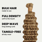 Honey Blonde Deep Wave 27 Bulk 100% Human Braiding Hair
