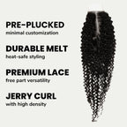 Jerry Curl 2x6 Transparent Lace Human Hair Closure