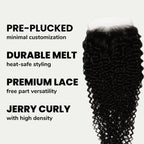 Jerry Curl 4x4 Transparent Lace Human Hair Closure
