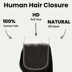 Jet Black Body Wave 5x5 HD Lace Human Hair Closure