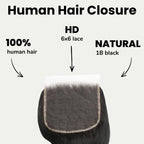 Jet Black Body Wave 6x6 HD Lace Human Hair Closure