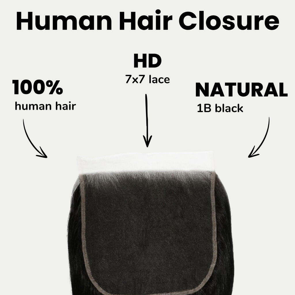 Jet Black Body Wave 7x7 HD Lace Human Hair Closure