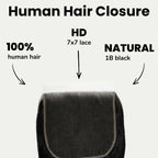 Jet Black Body Wave 7x7 HD Lace Human Hair Closure