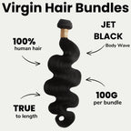 Jet Black Body Wave 100% Human Hair Bundles