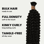 Kinky Curly Bulk 100% Human Braiding Hair