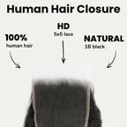 Kinky Straight 5x5 HD Lace Human Hair Closure