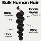 Loose Wave Bulk 100% Human Braiding Hair