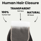 Malaysian Body Wave 4x4 Transparent Lace Human Hair Closure