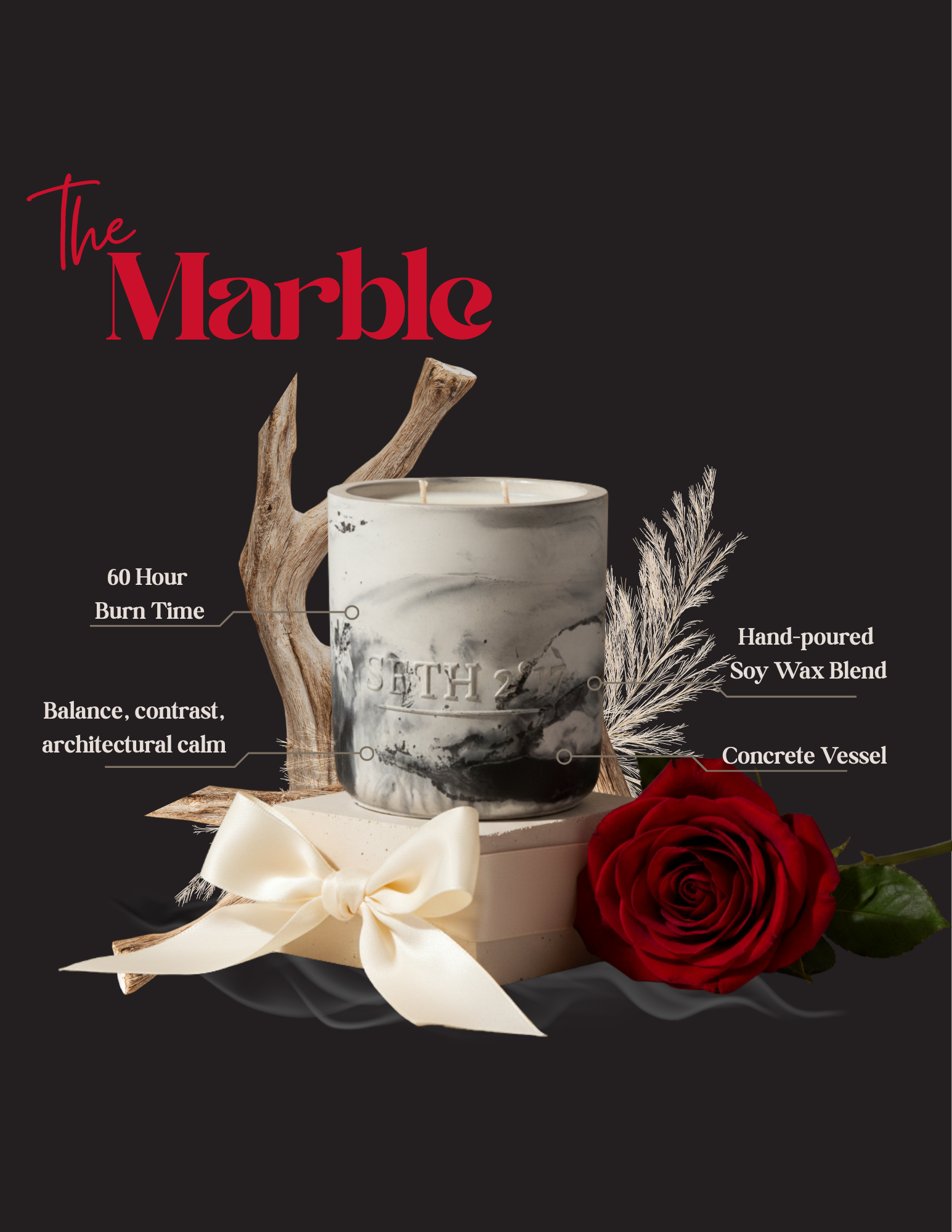 Marble Concrete Candle – Available in Tuxedo°, Cozy°, and Sweet Flame° 60-hour burn time | Refillable forever