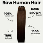 Raw Dark Brown Straight 100% Human Hair Bundles