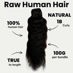 Raw Indian Curly 100% Human Hair Bundles