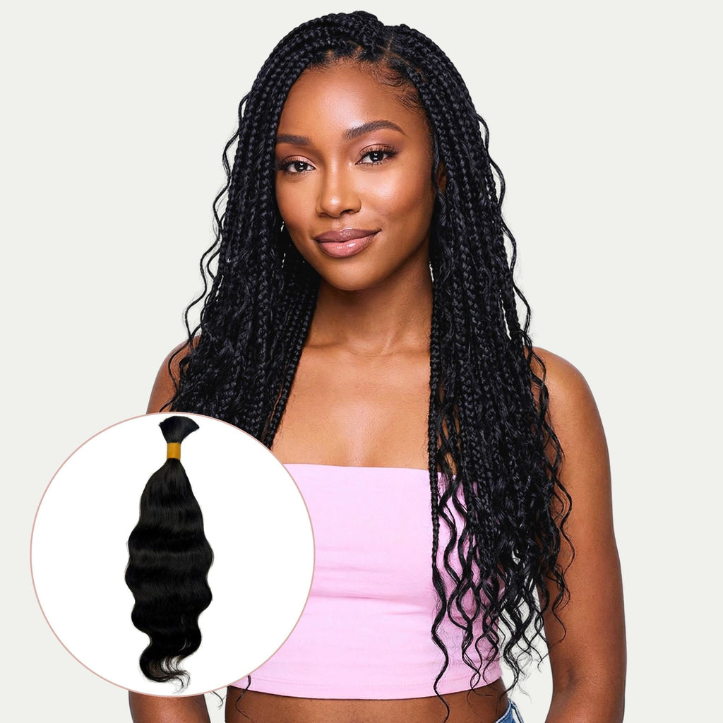 Raw Indian Wavy Bulk 100% Human Braiding Hair