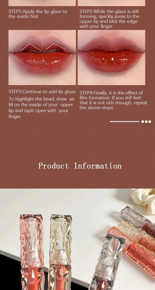 Long-Lasting Lip Gloss - Moisturizing Waterproof Mirror Finish