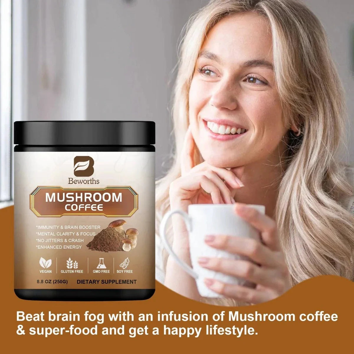 Mushroom Coffee - 10 Mushroom Extract Blend for Energy & Immunity