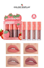 Mini Velvet Matte Lip Gloss Set 4 Piece Long Lasting Non Fading Non Stick Cup Fruit Scented Lip Tint Smooth Lightweight