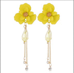 Flower Shaped Strip Drop Earrings