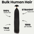Straight Bulk 100% Human Braiding Hair