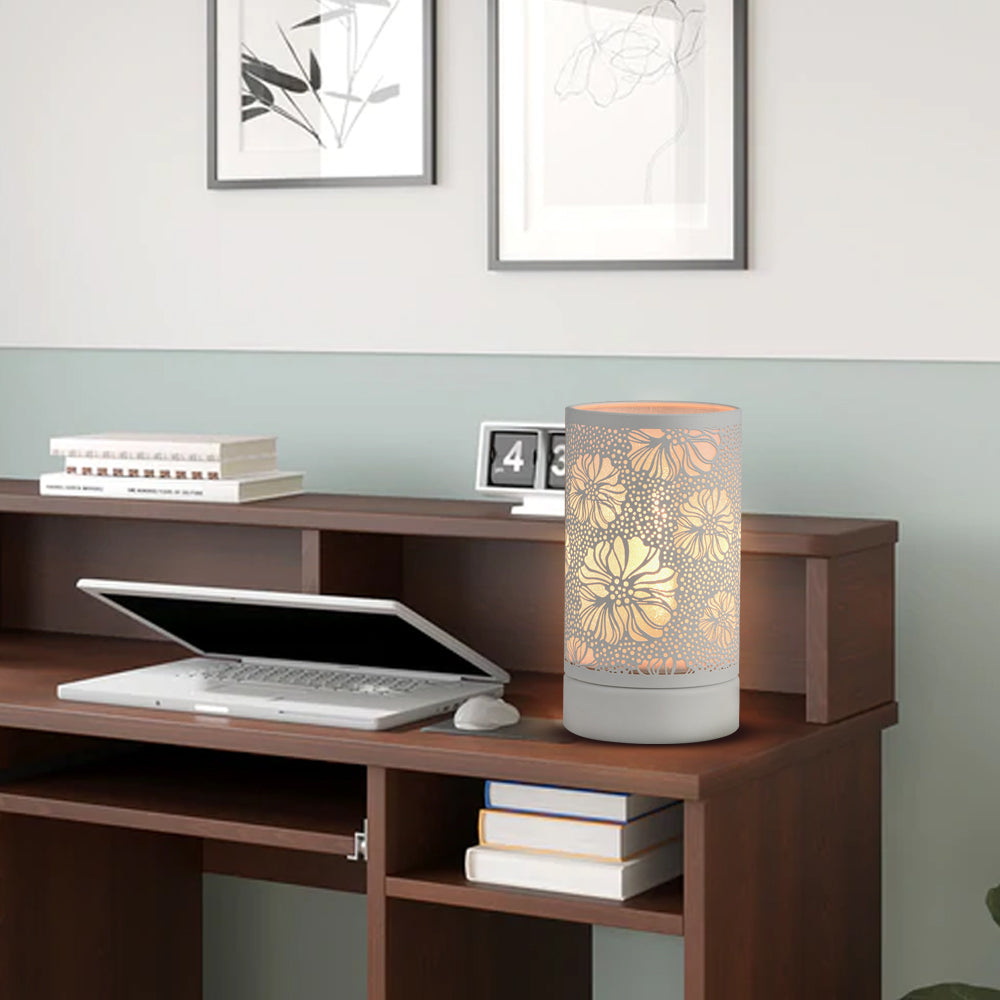 7" Touch lamp/Oil burner/Wax warmer-White Flower by Peterson Housewares & Artwares