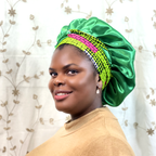 Sharifah Satin Double-layer Bonnet with African Print Tie
