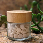 Reusable Glass Jar with Bamboo Lid - For Tooth Tablets
