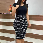 Printed Office Midi Pencil Dress Large Women Dress