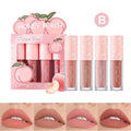 Mini Velvet Matte Lip Gloss Set 4 Piece Long Lasting Non Fading Non Stick Cup Fruit Scented Lip Tint Smooth Lightweight